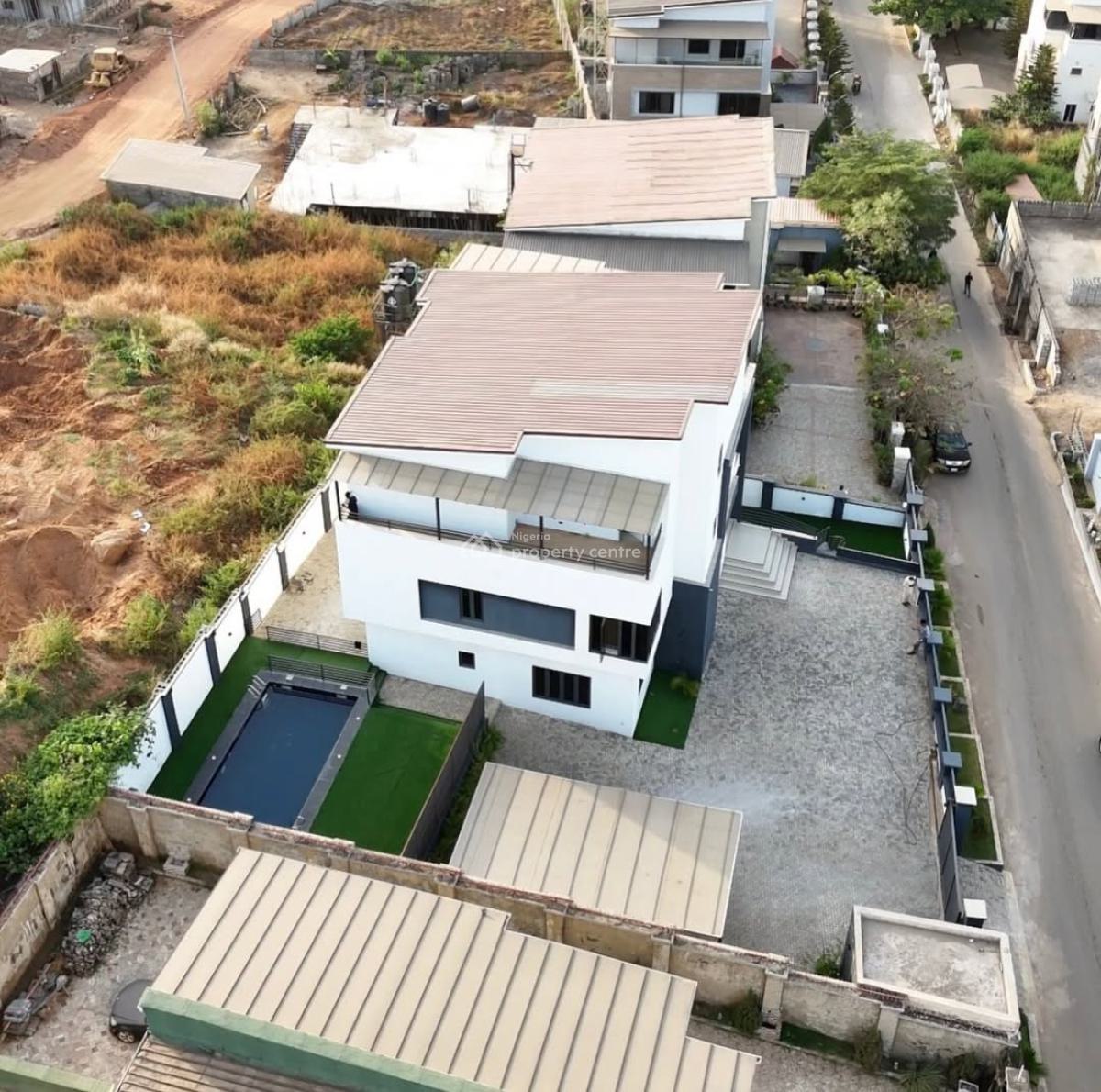 Contemporary 5 Bedroom Detached Duplex, 2 Rooms Bq,pool,elevator, Serene Neighborhood. Good Access Road, Guzape District, Abuja, Detached Duplex for Sale