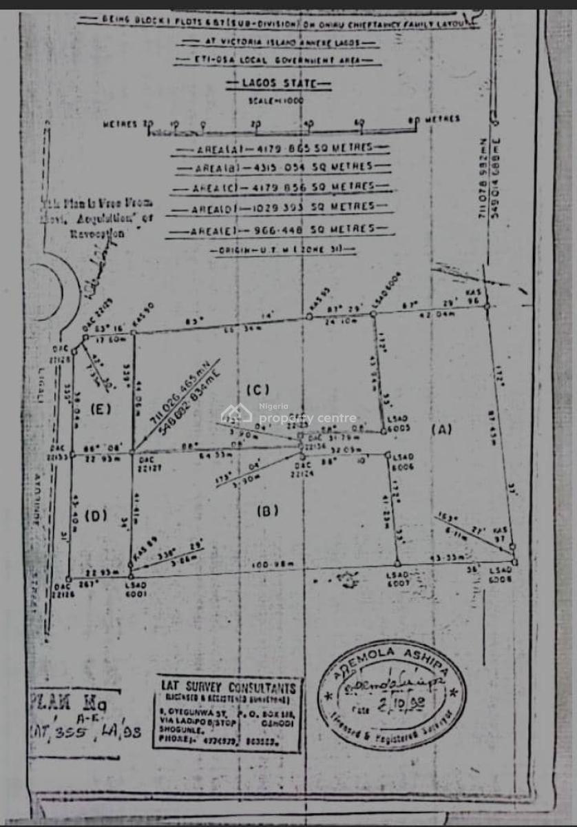 Prime Jv Opportunity; 5,146sqm of C of O Plots with Survey Plan, Kigali Ayorinde Street, Victoria Island, Victoria Island (vi), Lagos, Mixed-use Land Joint Venture