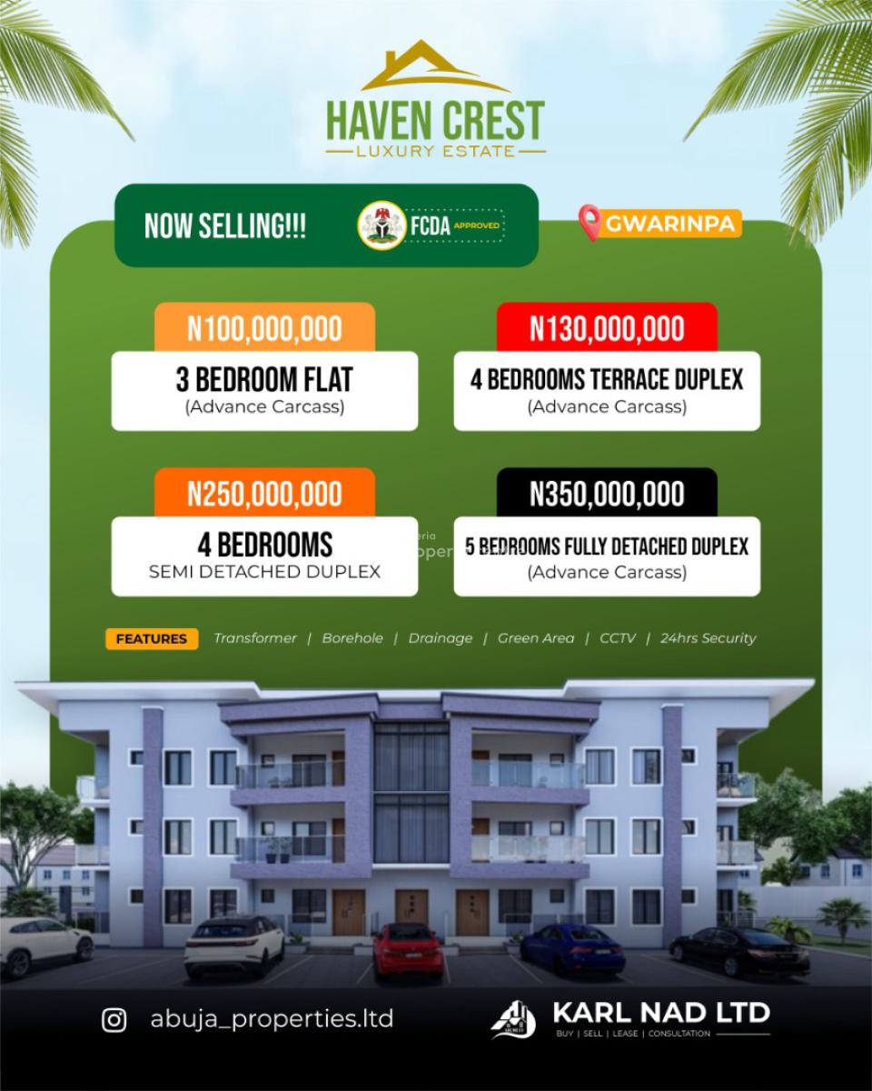 Haven Crest Luxury Estate, Gwarinpa, Abuja, Terraced Duplex for Sale