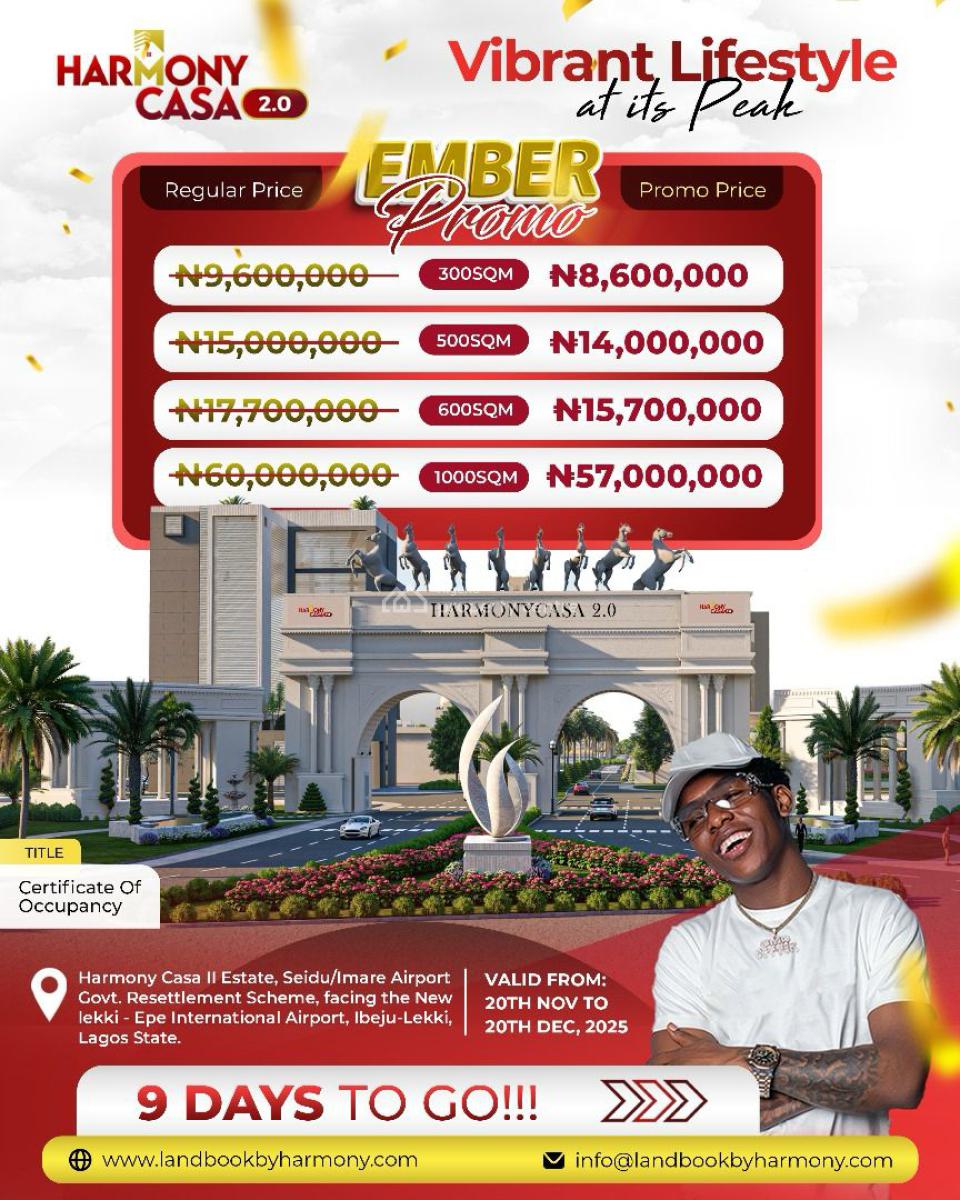 Land with C of O, Harmony Casa Estate, Epe Expressway, Ibeju Lekki, Lagos, Residential Land for Sale