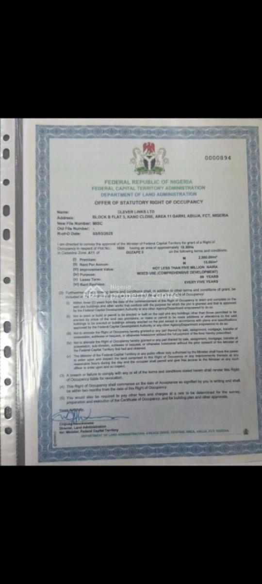 10 Hectare Land at Guzape 2, Guzape 2, Guzape District, Abuja, Mixed-use Land for Sale