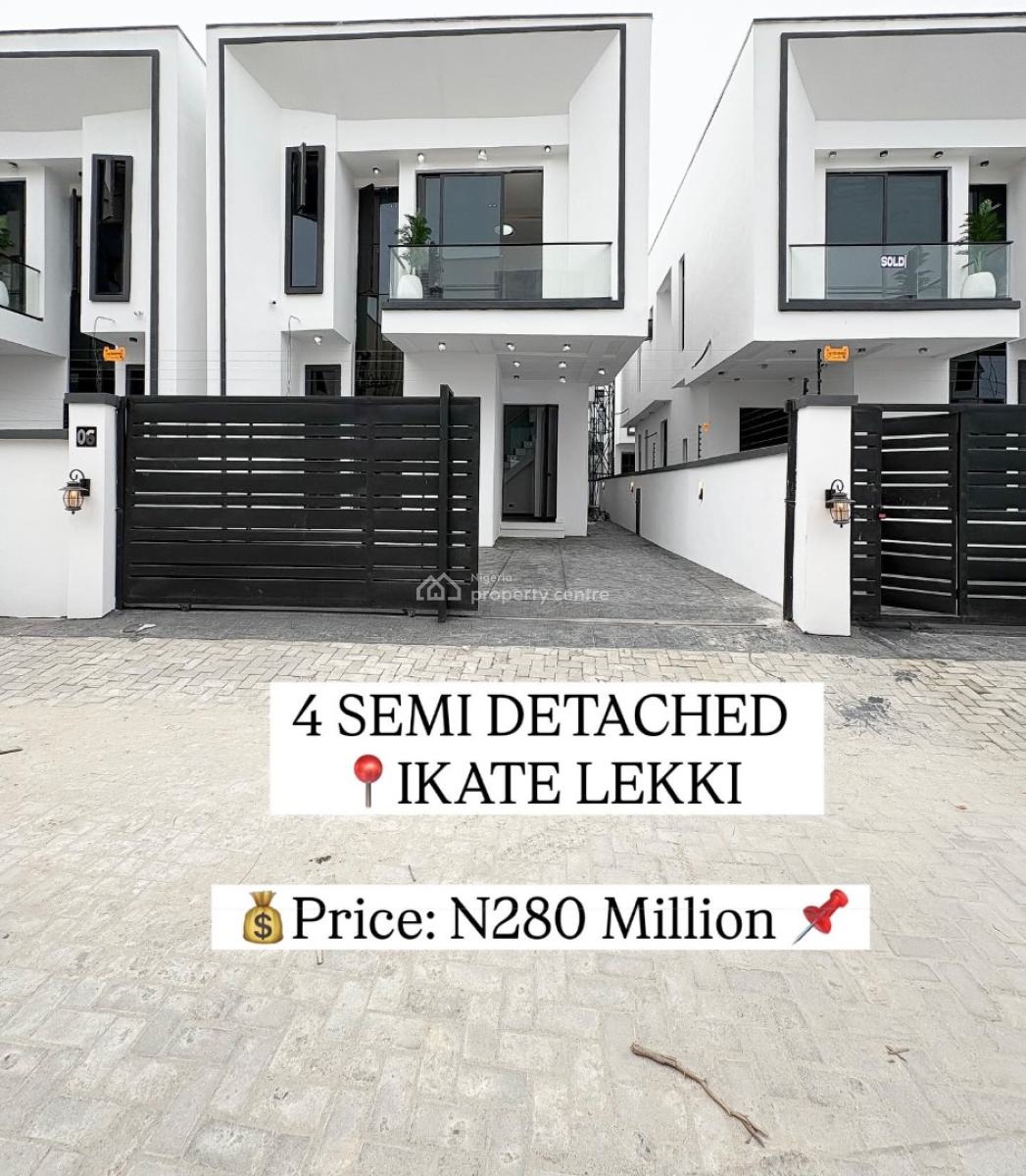 Brand New 4 Bedroom Semi Detached Duplex with Bq, Ikate, Ikate, Lekki, Lagos, Semi-detached Duplex for Sale
