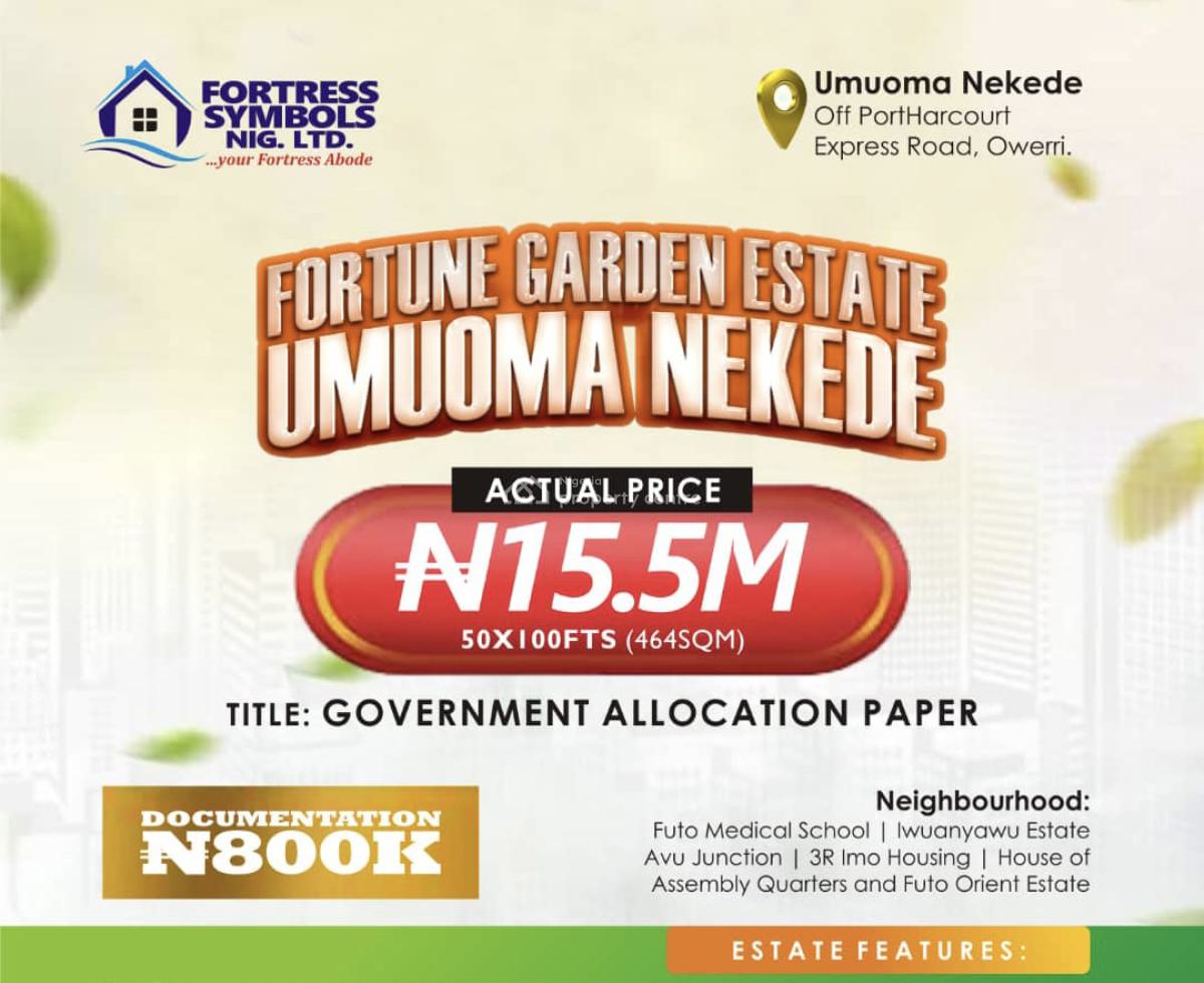 Affordable Buy and Build Land, Fortune Garden  at Umuoma Nekede, Off Port Harcourt Road,, Nekede, Owerri Municipal, Imo, Residential Land for Sale
