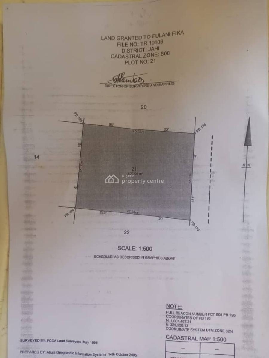 1600sqm Residential Plot, Jahi, Abuja, Residential Land for Sale