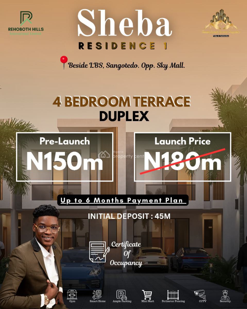 Premium Luxury Automated 4 Bedroom Terrace with Gym in a Serene Estate, After Novare Mall, Beside Lagos Business School, Sangotedo, Ajah, Lagos, Terraced Duplex for Sale