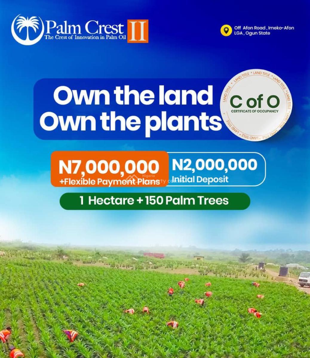 Own a Piece of Nigerias Palm Oil Wealth --- 3-month Payment Plan, Palm Crest Ii, Imeko Afon, Ogun, Mixed-use Land for Sale