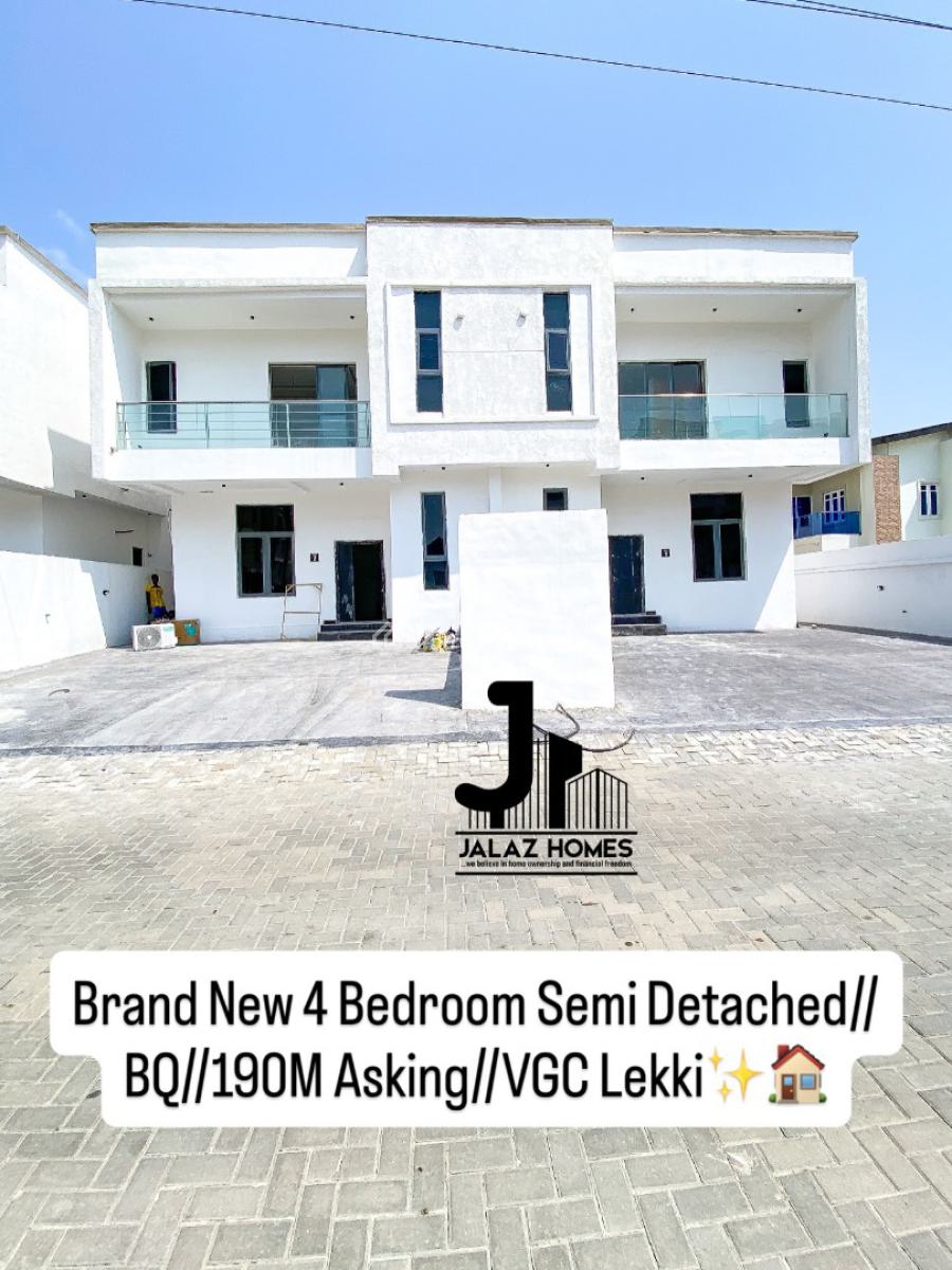 Brand New 4 Bedroom Semi Detached Home, Lekki, Lagos, House for Sale