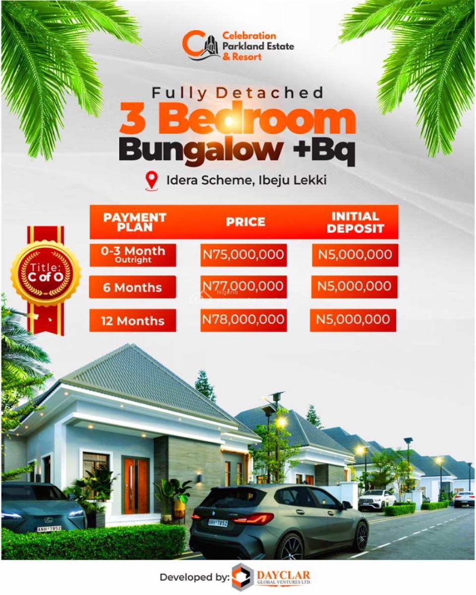 Luxury 3-bedroom Fully Detached Bungalow + Bq, Celebration Parkland Estate & Resort, Ibeju Lekki, Lagos, Detached Bungalow for Sale