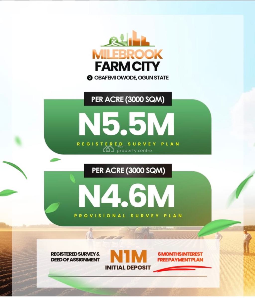 Land for Framing, Obafemi,milebrook Farm City,, Obafemi Owode, Ogun, Mixed-use Land for Sale