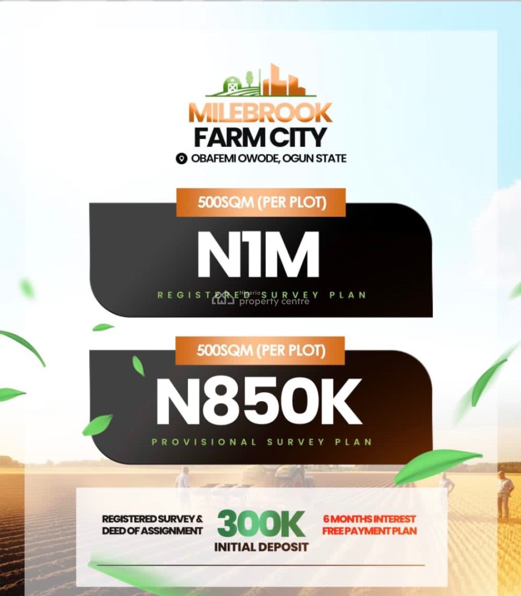 Land for Framing, Obafemi,milebrook Farm City,, Obafemi Owode, Ogun, Mixed-use Land for Sale