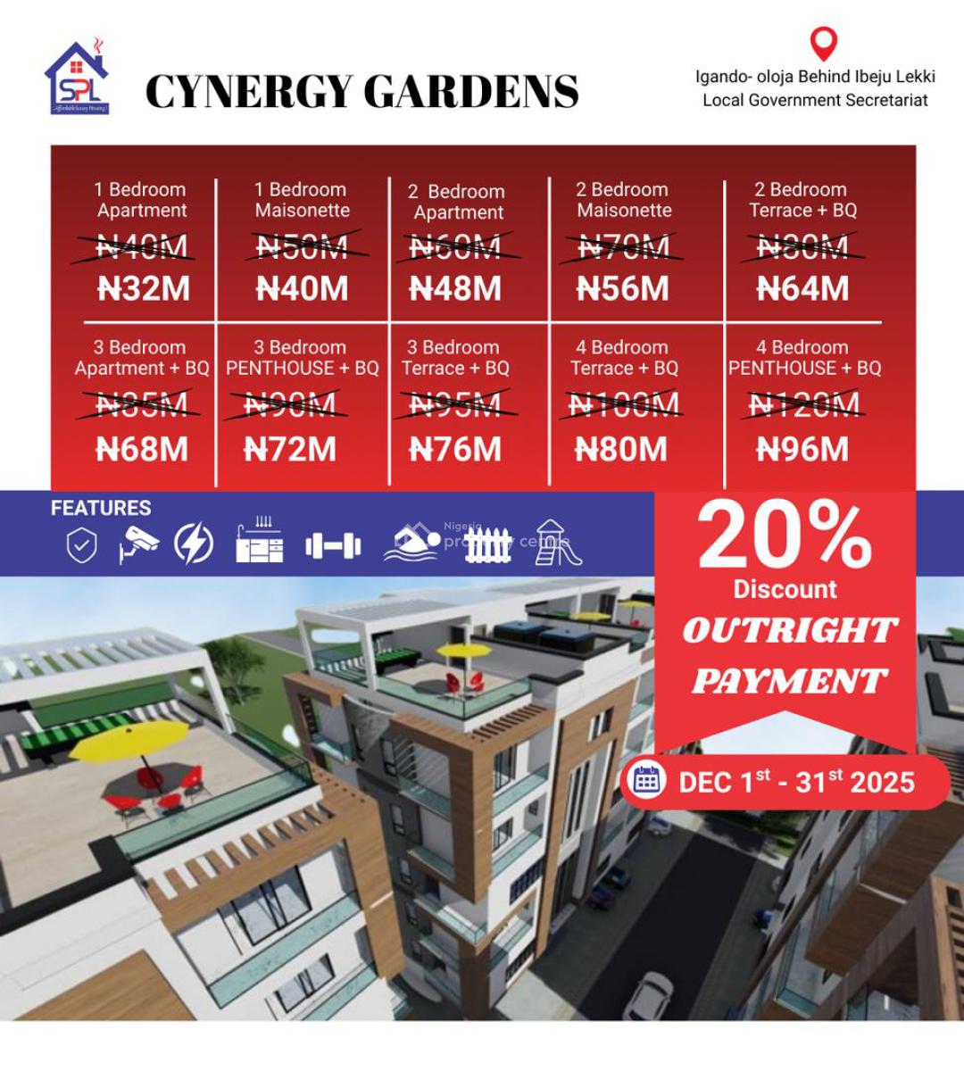 Affordable Newly Built One Bedroom Apartment, Cynergy Gardens, Ibeju Lekki, Lagos, Flat / Apartment for Sale