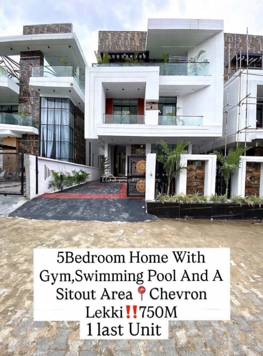 Contemporary 5 Bedroom Detached Duplex with Pool,gym,cinema and Bq, Chevron, Lekki, Lagos, Detached Duplex for Sale