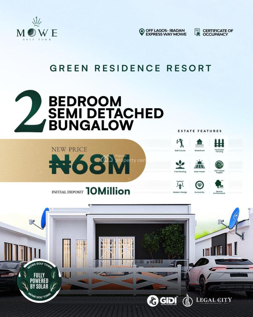 Specious Luxurious 2 Bedroom Semi Detached Bungalow, World Class Premium Estate Located in The Hearts of Mowe, Mowe Town, Ogun, Semi-detached Bungalow for Sale