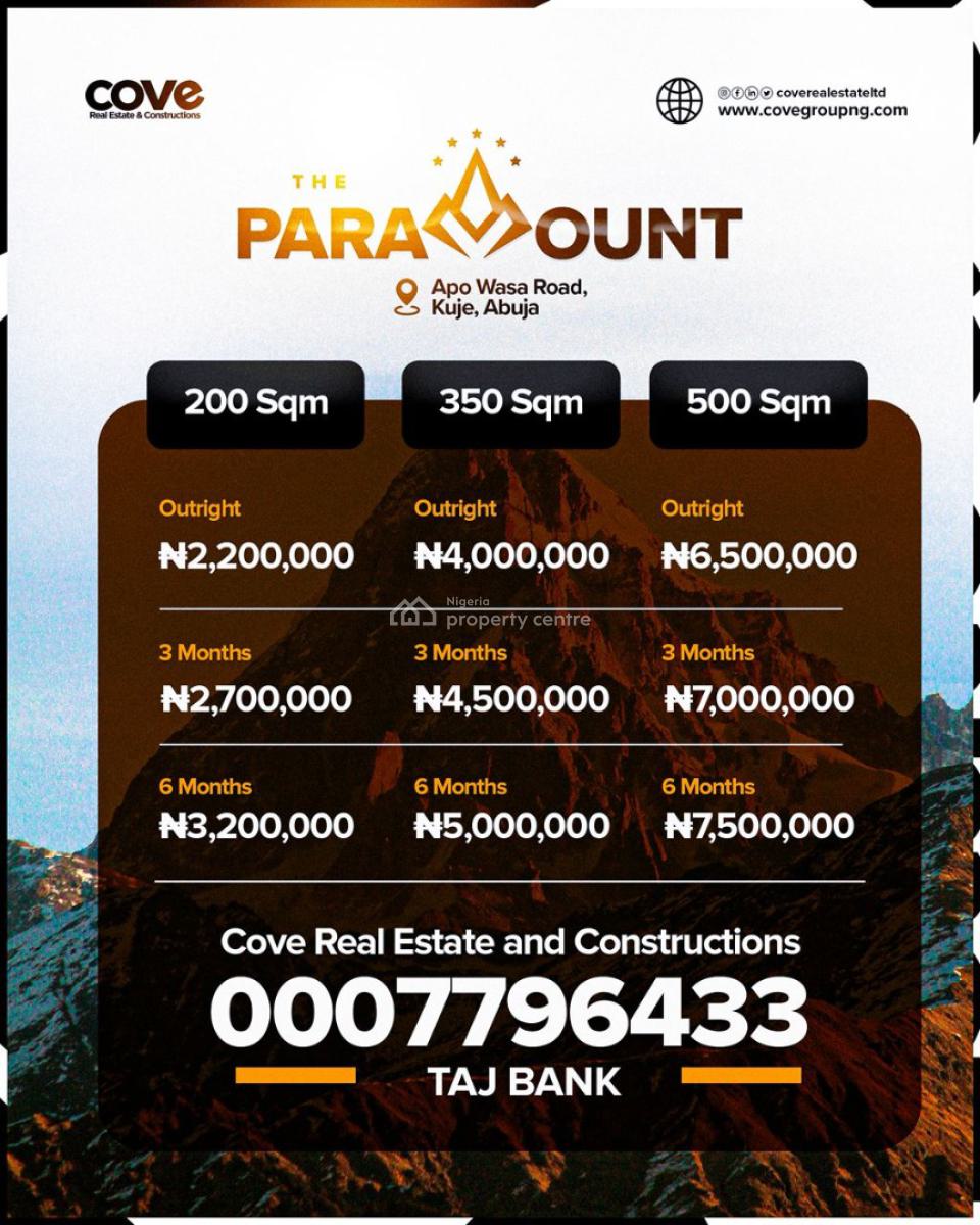 The Paramount --- Where Smart Investors Secure Tomorrow, Apo–wasa Road, Kuje, Abuja, Kuje, Abuja, Residential Land for Sale