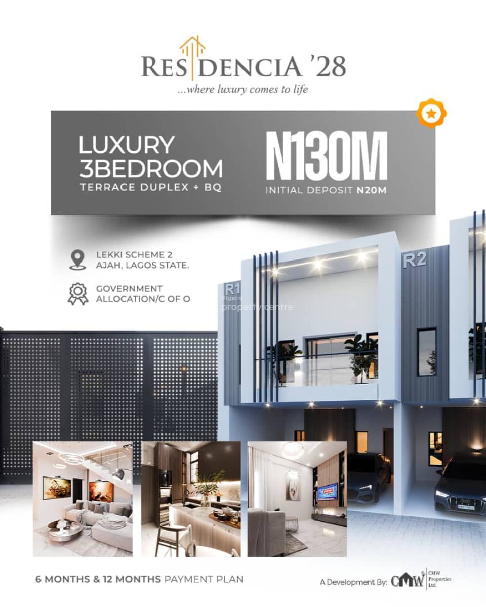 Specious Luxurious 3 Bedroom Terrace Duplex with Bq, Top Notch Premium Luxury Estate Amenities and Infrastructure, Ogombo, Ajah, Lagos, Terraced Duplex for Sale