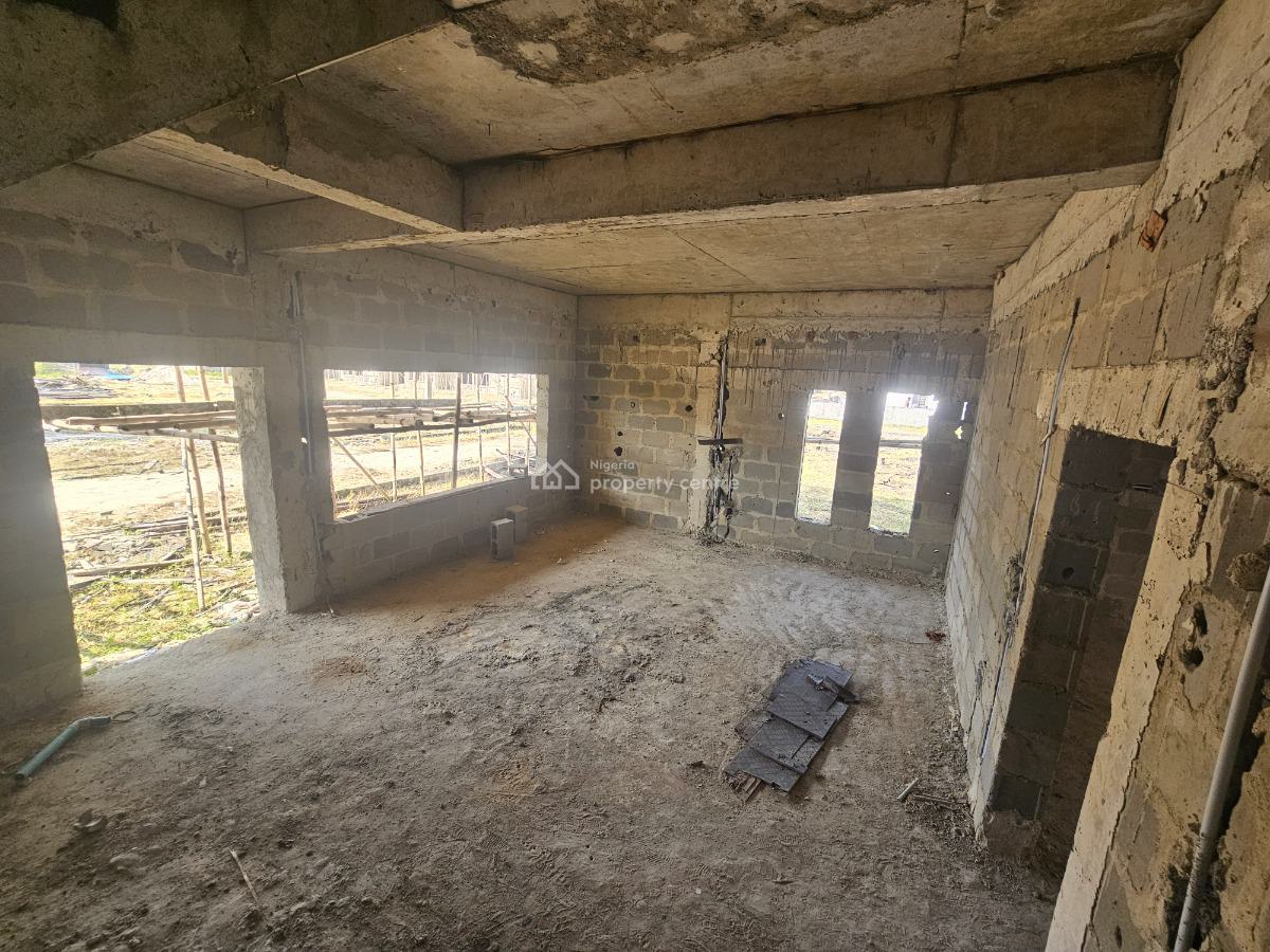 Carcass Spacious 3 Bedrooms Terrace House with Bq, Along Lekki-epe Expressway, Bogije, Ibeju Lekki, Lagos, Terraced Duplex for Sale