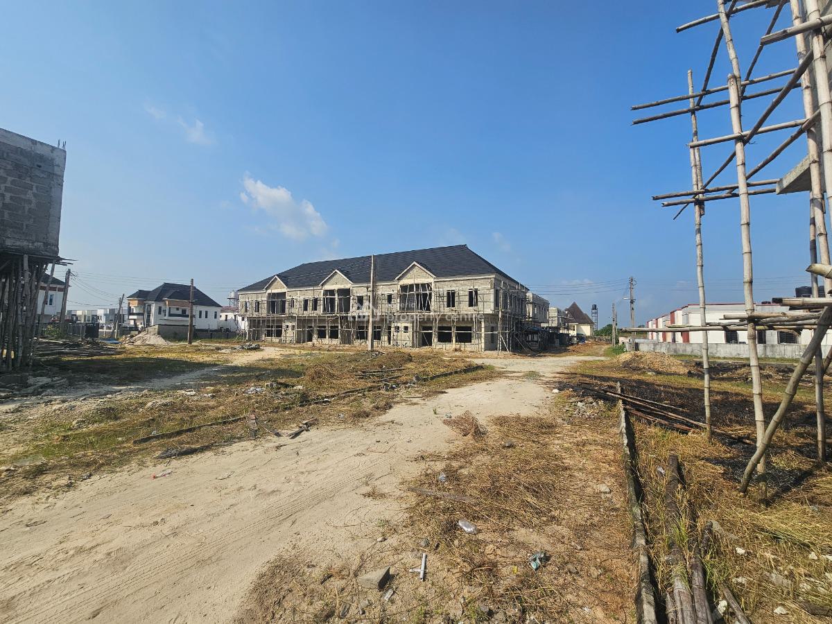 Carcass Spacious 3 Bedrooms Terrace House with Bq, Along Lekki-epe Expressway, Bogije, Ibeju Lekki, Lagos, Terraced Duplex for Sale