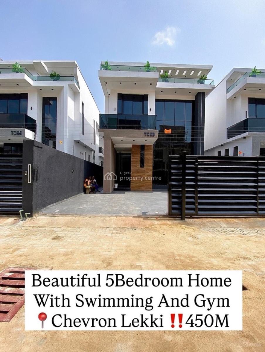 Contemporary 5 Bedroom Detached Duplex with Pool,gym,and Bq, Chevron, Lekki, Lagos, Detached Duplex for Sale