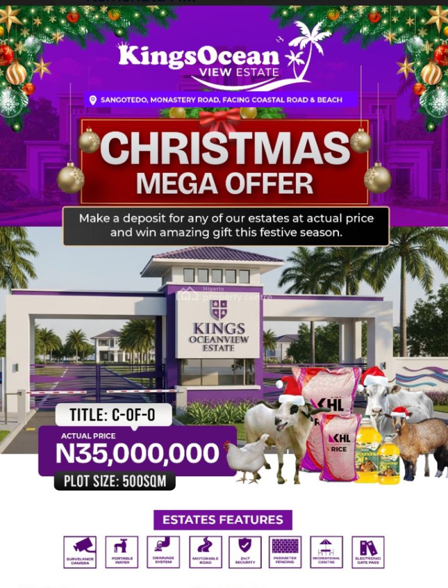 Luxury Land with C of O, Kings Ocean View Estate ,monastery Road Facing The Coastal Road, Sangotedo, Ajah, Lagos, Residential Land for Sale