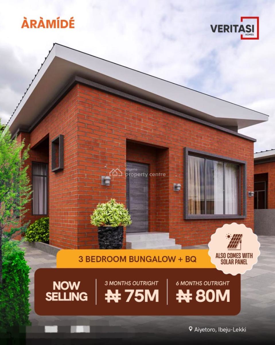 Own a Solar-powered 3-bedroom Bungalow + Bq, Aramide, Ibeju Lekki, Lagos, House for Sale