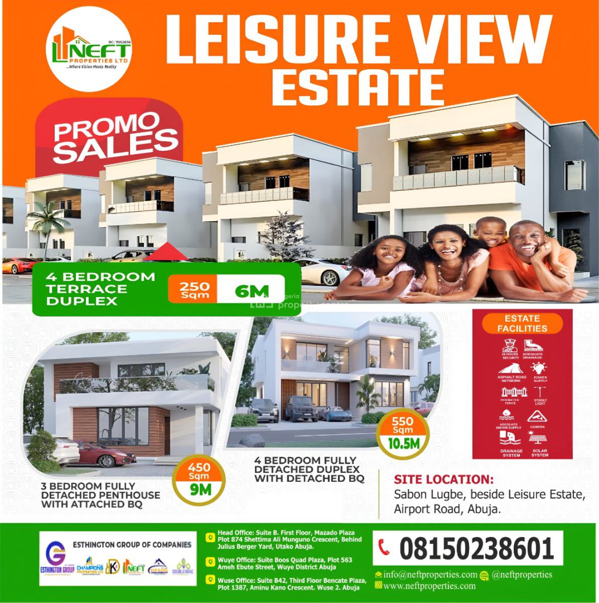 4 Bedroom Terrace Duplex, Leisure View Estate, Sabon Lugbe, Lugbe District, Abuja, Residential Land for Sale