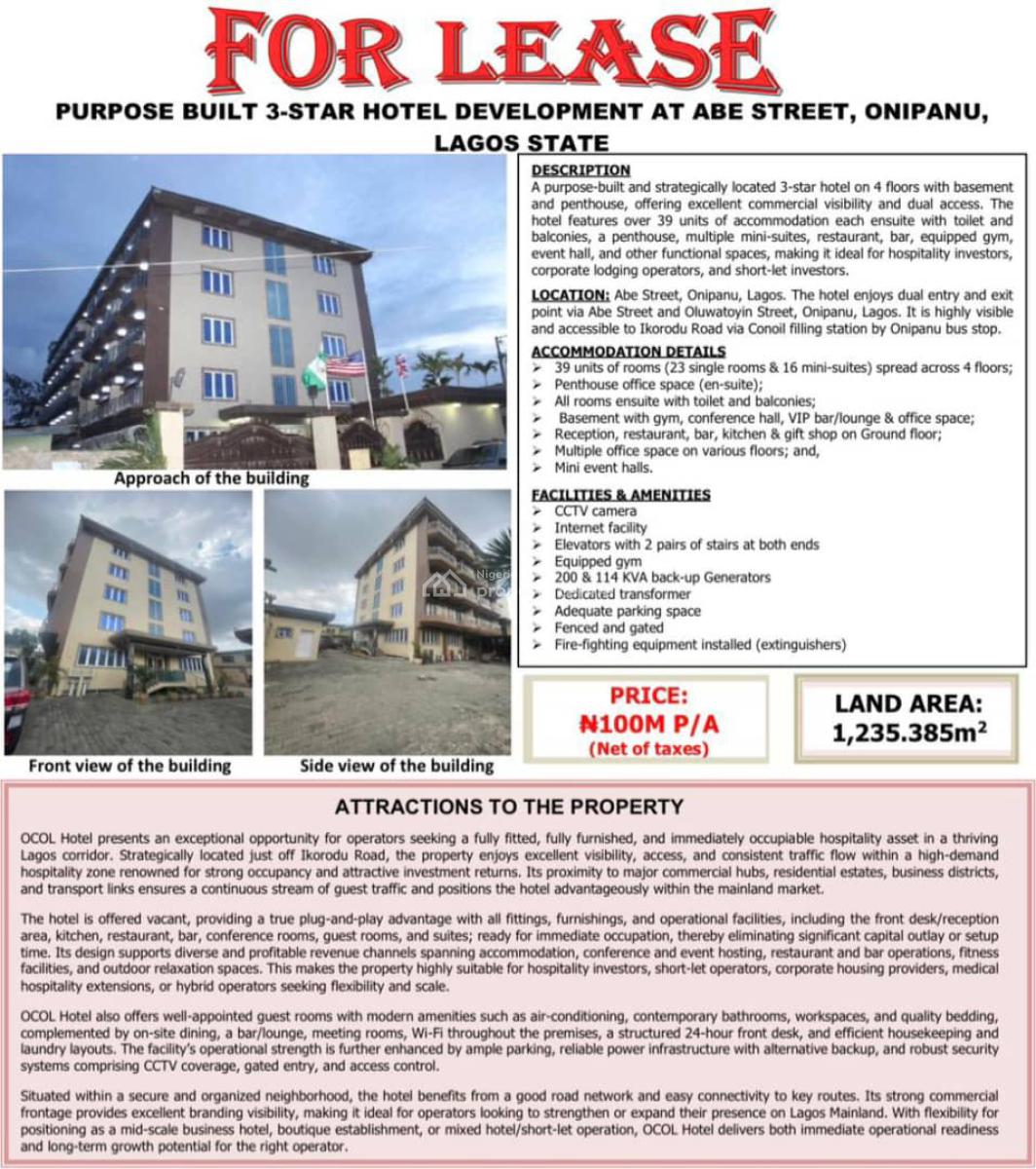 a Well Structured, Purpose Built and Fully Furnished & Equipped 3 Star, Abe Street, Onipanu, Shomolu, Lagos, House for Rent