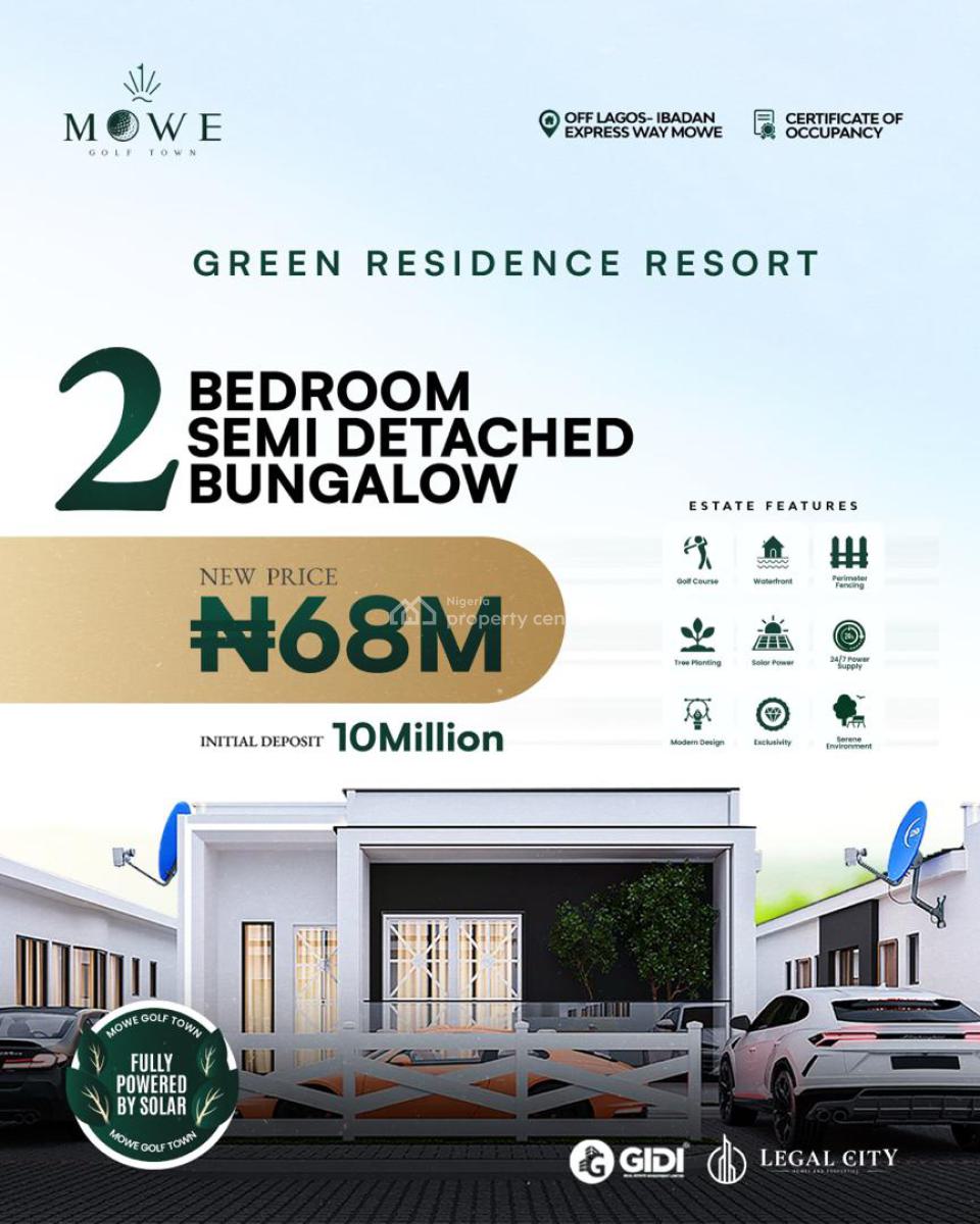 2bedroom Semi-detached Bungalow at Mowe Golf Town Estate, Mowe Golf Town, Mowe Town, Ogun, Semi-detached Bungalow for Sale