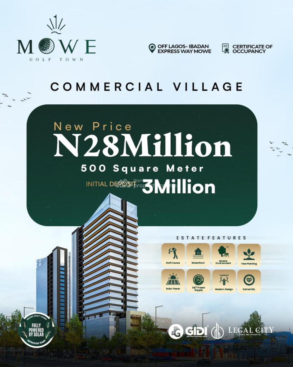 500 Square Meter Commercial Plot at Mowe Golf Town., Mowe Golf Town, Mowe Town, Ogun, Commercial Land for Sale