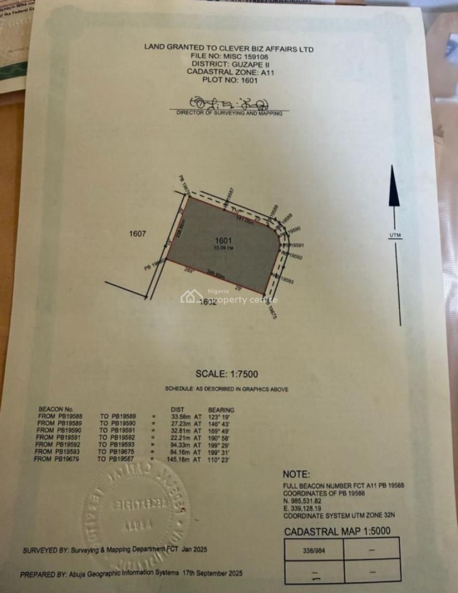 Guzape 2 10 Hectares, Guzape 2, Guzape District, Abuja, Mixed-use Land for Sale