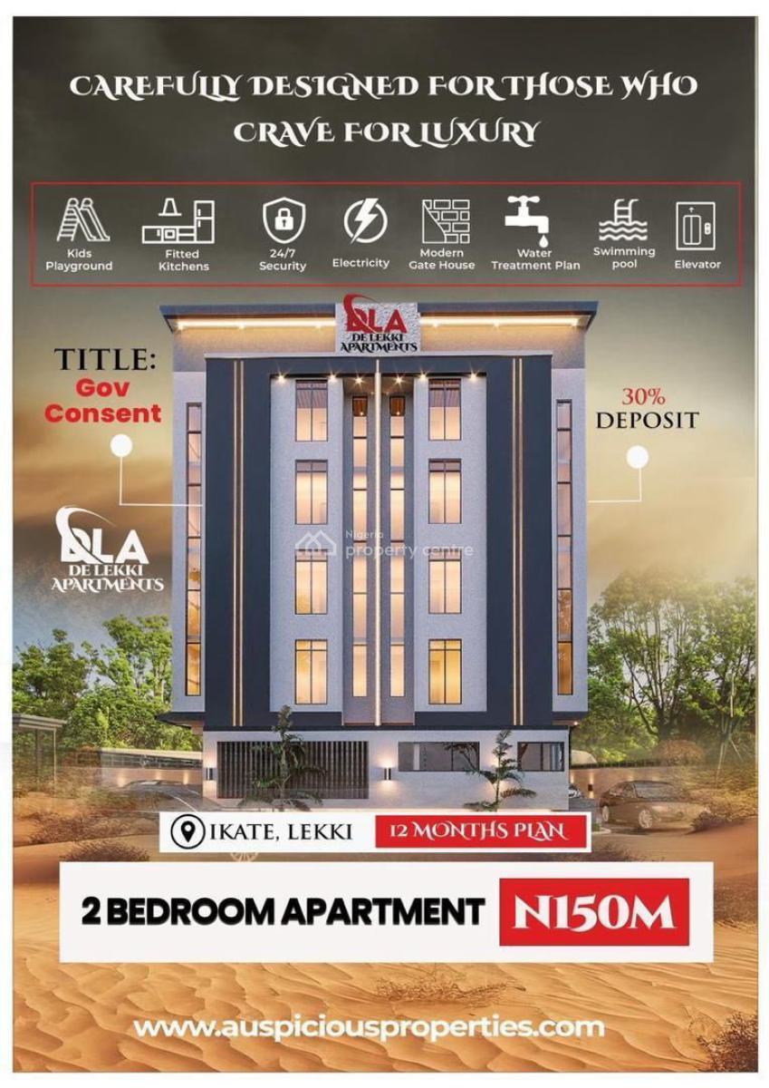 Specious Luxurious 2 Bedroom Apartment, Top Notch Premium Luxury Estate Facilities a Place Design for Elites, Ikate, Lekki, Lagos, Block of Flats for Sale