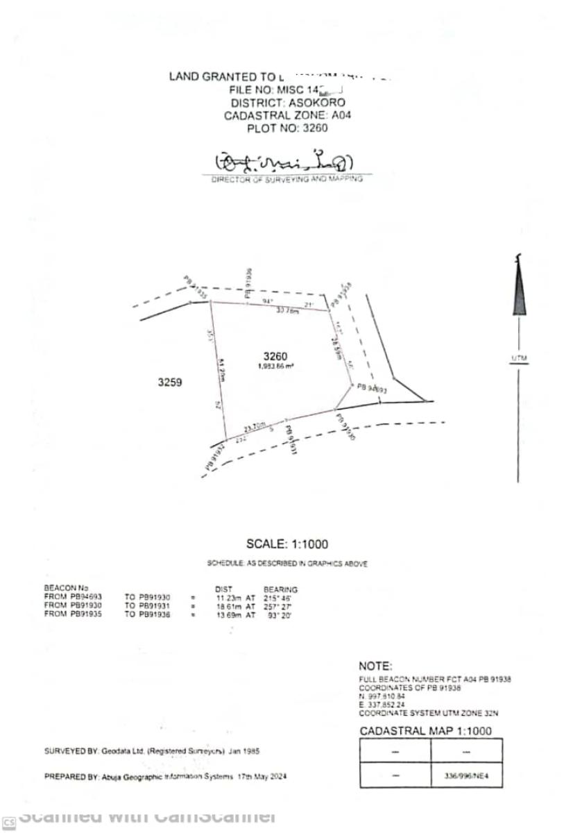 1983sqm of a Residential Land in Asokoro, Asokoro District, Abuja, Residential Land for Sale