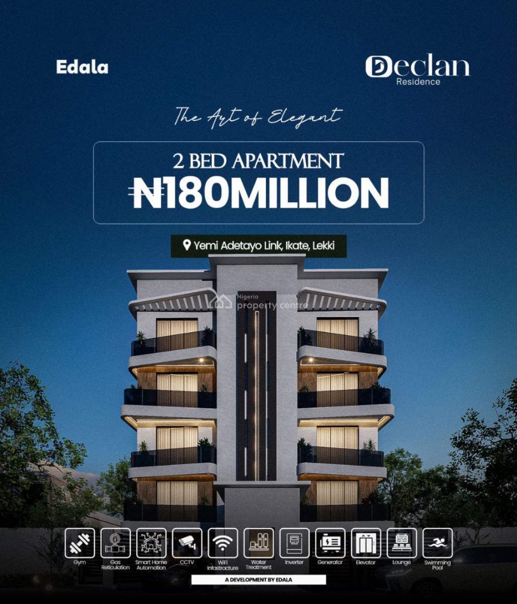 an Offplan 2 Bedroom Apartment with Pool, Gym, Elevator, Gym, Pool, Elevator, Wi-fi, Cctv,water Treatment, Ikate Elegushi, Lekki, Lagos, Flat / Apartment for Sale