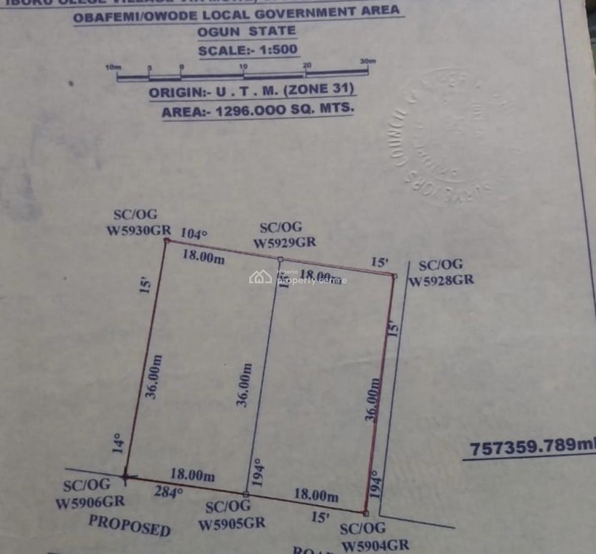 Investors Delight! 1296 Sqm of Prime Land, Mowe Ofada, Ogun, Land for Sale