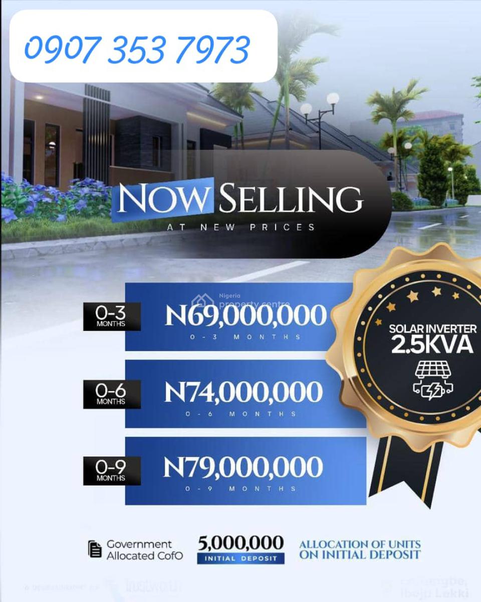 Luxurious 3bedrooms Bungalow with Bq, Solace City Bungalow, Ibeju Lekki, Lagos, Detached Bungalow for Sale