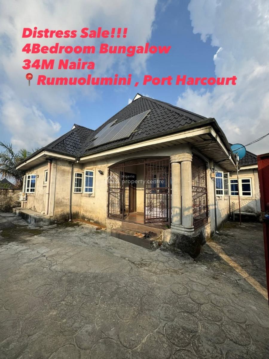 4 Bedroom Bungalow with 2.5kva Solar Inverter Setup, Rumuolumeni,nkpor Road Off Iwofe St Jhn, Port Harcourt, Rivers, Detached Bungalow for Sale