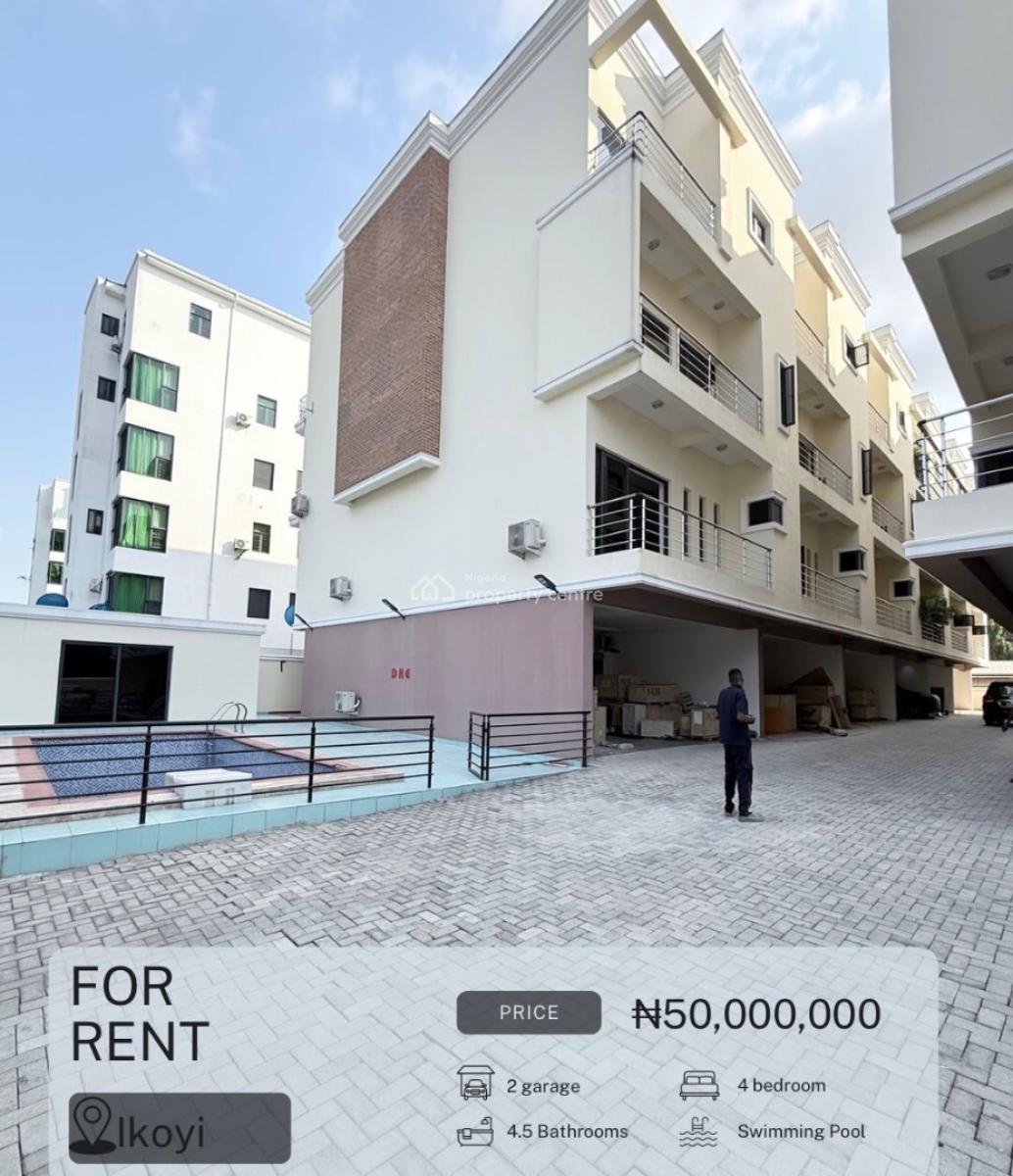 Lovely 4 Bedroom Terrace Duplex with Swimming Pool and Bq, Ikoyi, Ikoyi, Lagos, Terraced Duplex for Rent