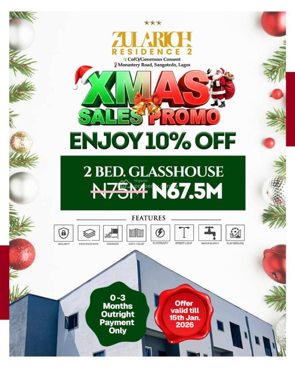 2bedrooms Glass House on Ember Promo, Zularich Residence Estate on 10% Off . Deposit to Buy Now, Sangotedo, Ajah, Lagos, House for Sale