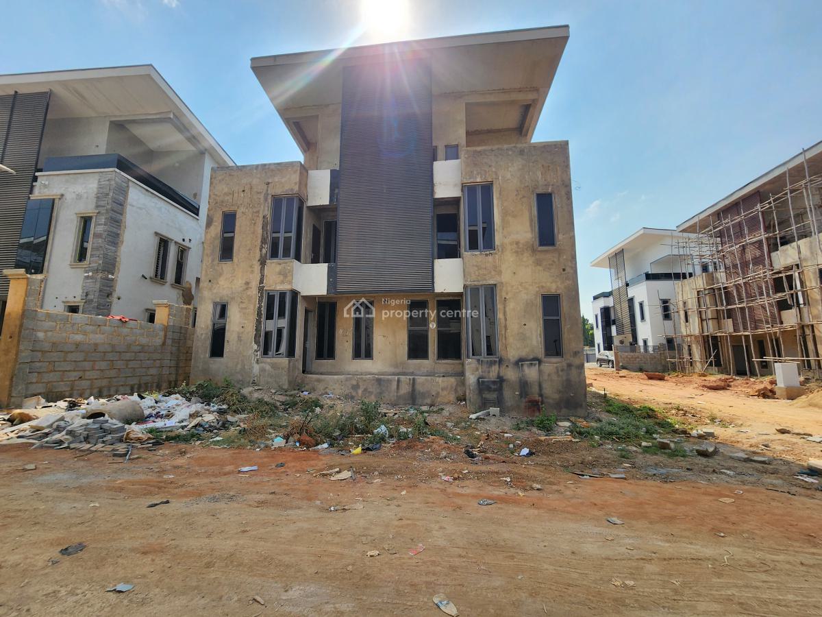 Newly Built Well Located 5-bedroom Detached Duplex (semi-finished), Close to Zartech, Wuye, Abuja, Detached Duplex for Sale