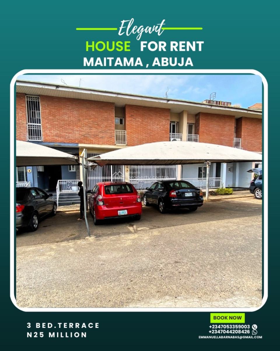 3 Bedroom Terrace Duplex  for Office Or Living, Maitama District, Abuja, Terraced Duplex for Rent