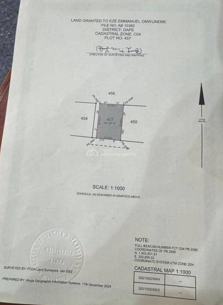 847sqm of a Residential Land in Dape, Dape, Abuja, Residential Land for Sale