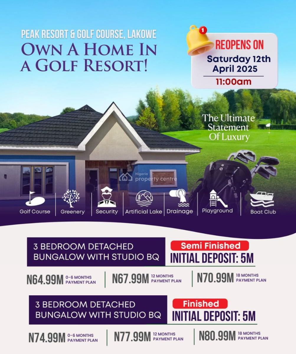 3 Bedrooms Bungalow with Studio Bq.payment Plans Available 18months, Lakowe, Ibeju Lekki, Lagos, Detached Bungalow for Sale