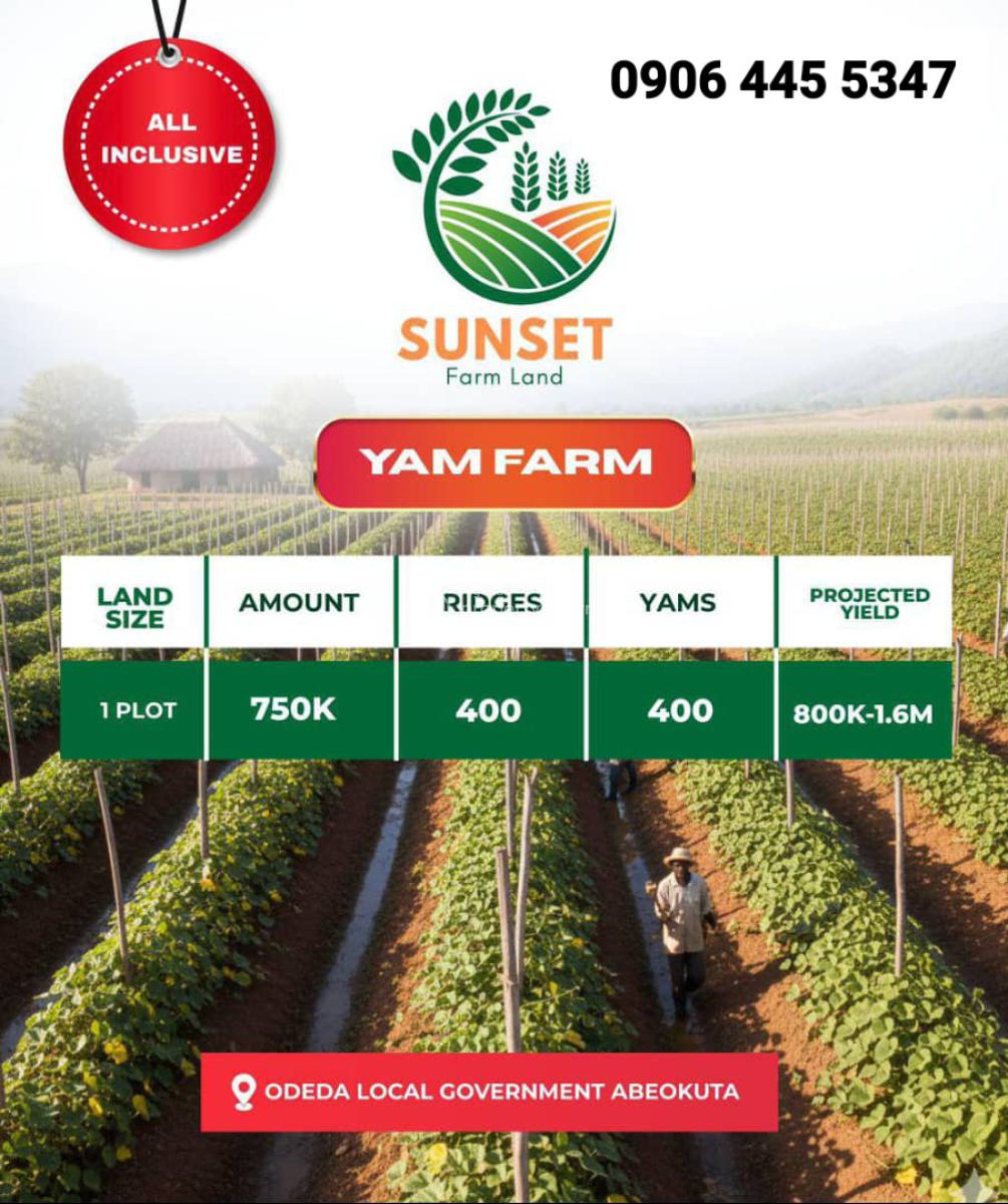 Plots & Acres of Lnad, Yarm Farmland at Odeda, Odeda, Ogun, Land for Sale