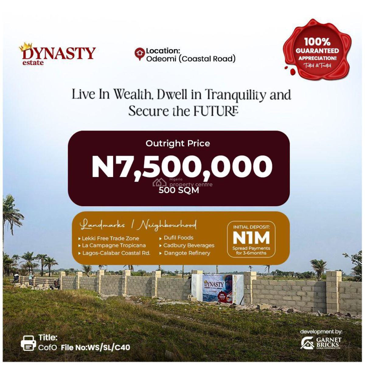 Distress Measuring 600 Square Meters, Dynasty Estate, Ode Omi, Ibeju Lekki, Lagos, Residential Land for Sale