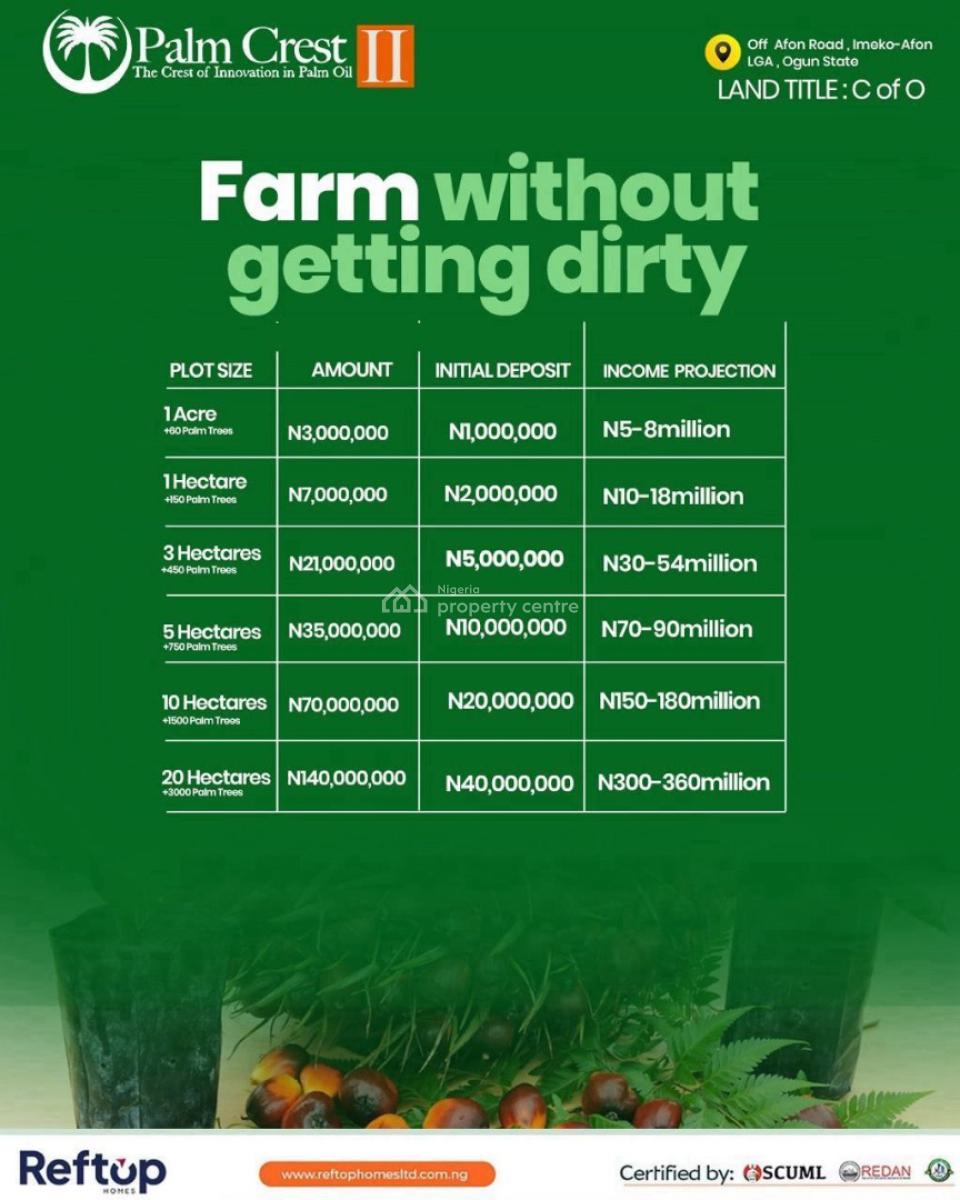 The Crest of Innovation in Palm Oil, Palm Crest Ii Estate, Imeko Afon, Ogun, Mixed-use Land for Sale