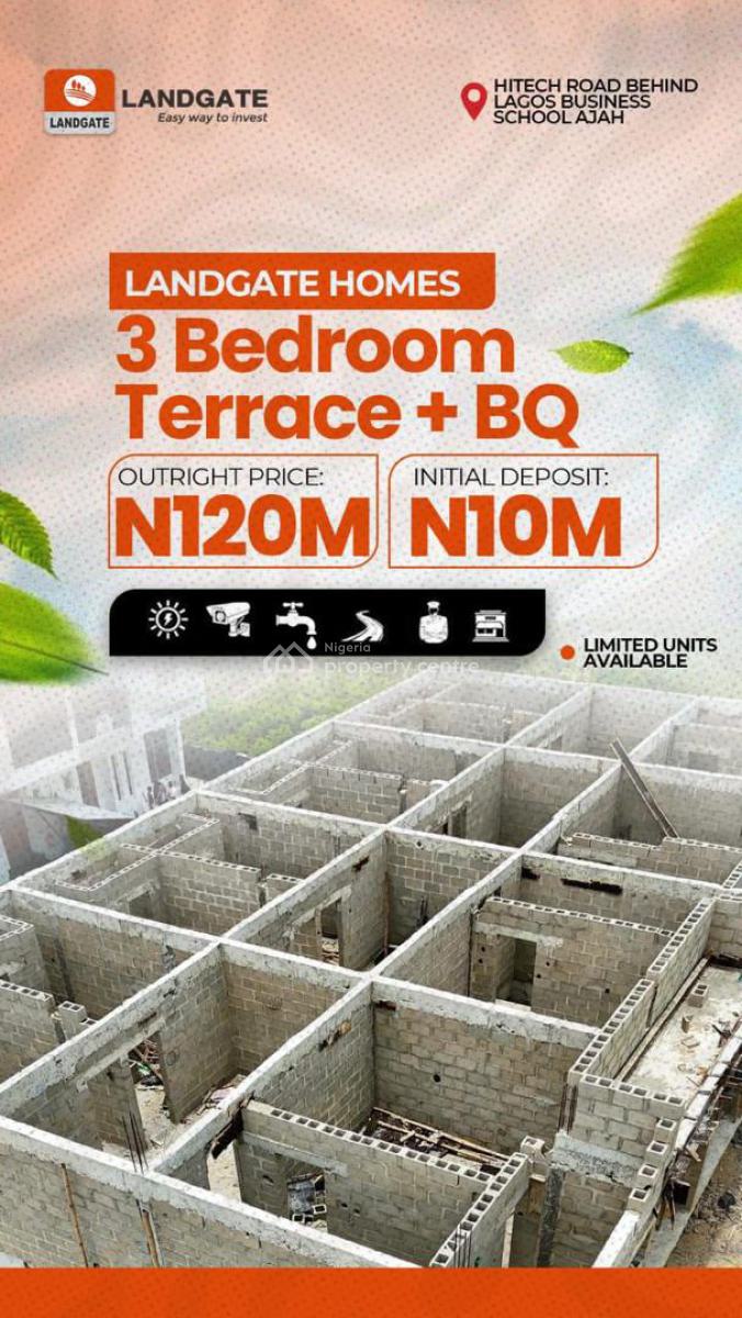 Luxury 3 Bedroom Terrace Duplex with Bq, Hitech Road, Behind Lbs, Ajah, Lagos, Terraced Duplex for Sale