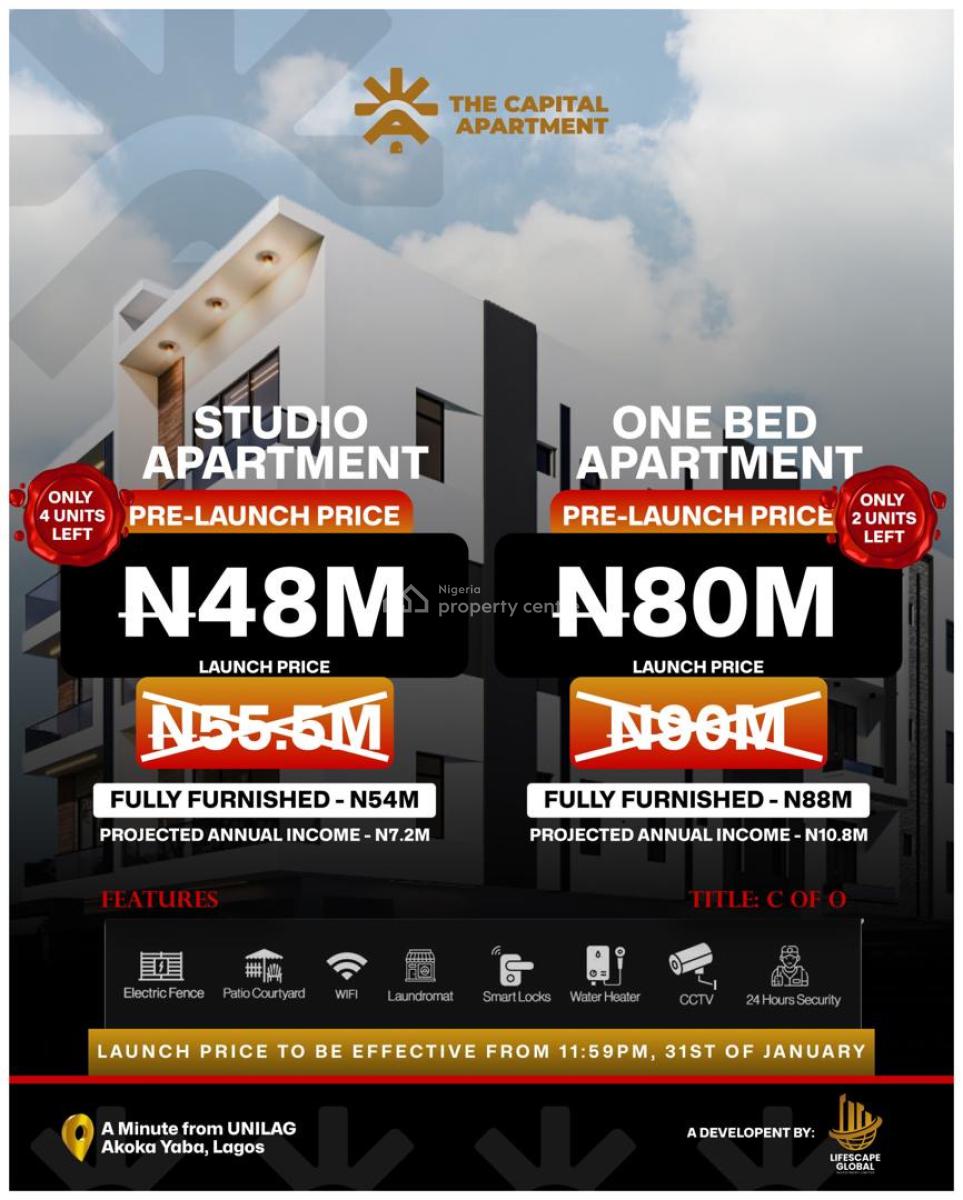 High-yield Investment in a Thriving Real Estate Market with C of O, The Capital Apartment, Akoka, Yaba, Lagos, Flat / Apartment for Sale