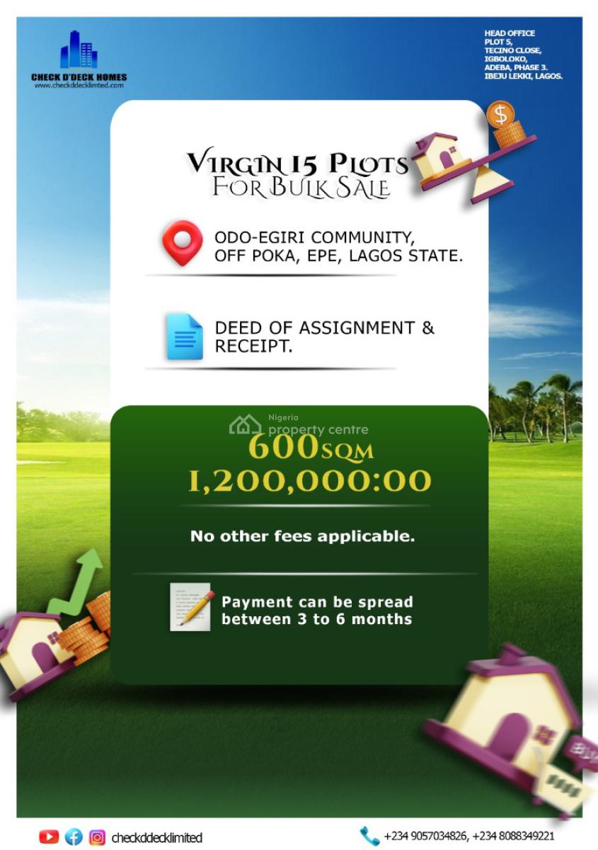 Prime Virgin Land, Odoegiri Community Along The Burrow Pit Road, Epe, Lagos, Land for Sale