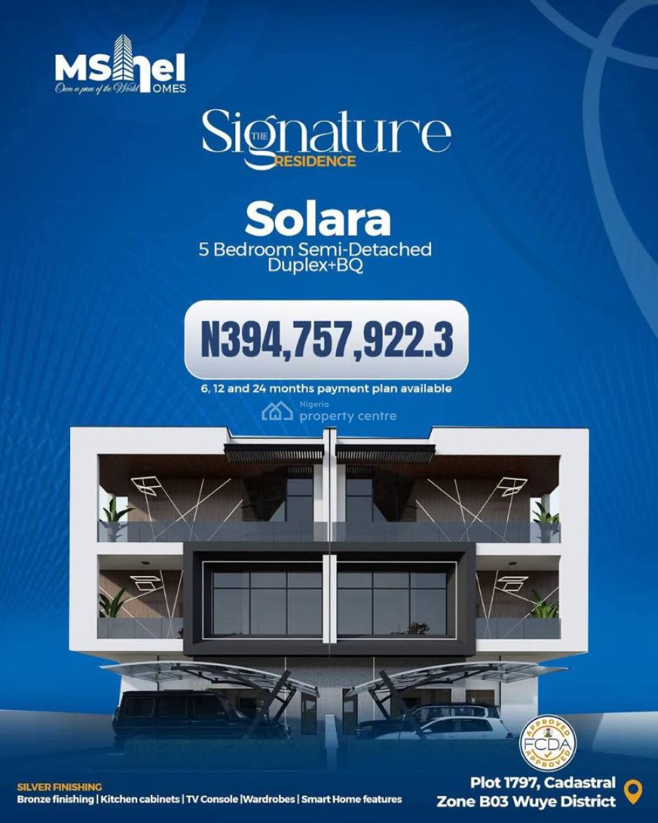 Off-plan 5 Bedroom Semi Detached Duplex in a Serene Environment, Wuye, Abuja, Semi-detached Duplex for Sale