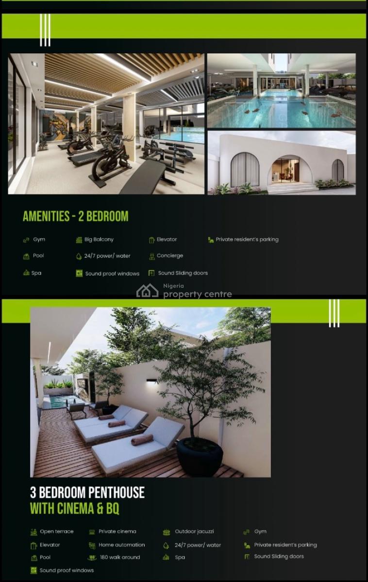 2 Bedroom Apartments with Pool and Gym Facilities, End of Freedomway, Lekki Phase 1, Lekki, Lagos, Flat / Apartment for Sale