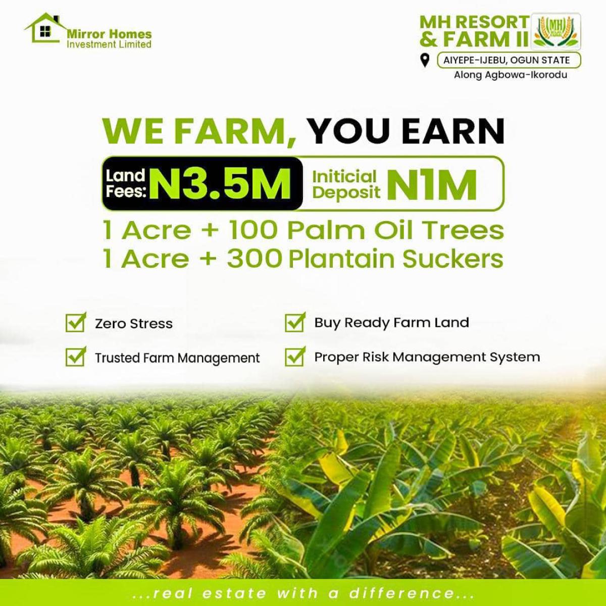 Mh Resort & Farm  --- Buy Land. Farm Wealth. Earn Yearly., Mh Resort & Farm Ii, Odogbolu, Ogun, Mixed-use Land for Sale
